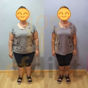 Transformación física de paciente mujer con dieta personalizada en Salou.