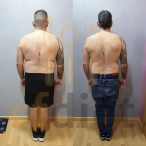 Cambio físico de un hombre tras asesoramiento nutricional en Salou